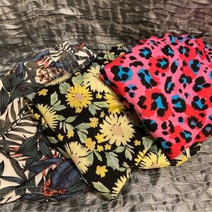Set Of 3 Swimming Trunks For Men Pink Leopard, Sunflower Print, Tropical Size L